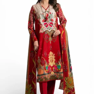 3 piece printed cross hatch suit with lawn dupatta gulahmed