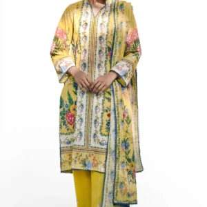 3 piece printed lawn suit with embroidered lace and bunches gulahmed (copy)