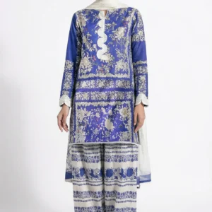 3 piece printed lawn suit with embroidered border gulahmed
