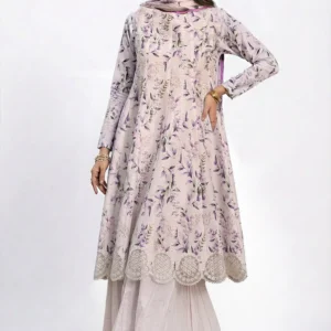 3 piece embroidered printed lawn suit with border gulahmed