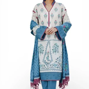 3 piece embroidered printed lawn suit with lawn dupatta gulahmed
