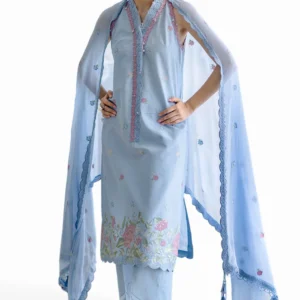 3 piece embroidered lawn suit with chiffon dupatta gulahmed