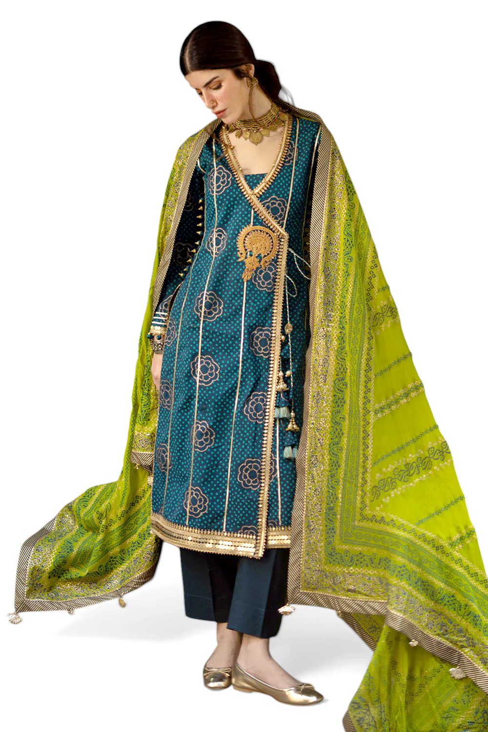 3 piece gold and lacquer printed lawn suit with gold and lacquer printed chiffon dupatta and dyed trouser gulahmed 3 piece gold and lacquer printed lawn suit with gold and lacquer printed chiffon dupatta and dyed trouser gulahmed