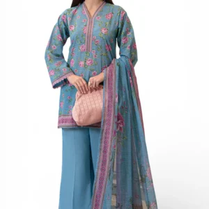 3 piece printed lawn suit and dyed trouser cl 62136 a gulahmed