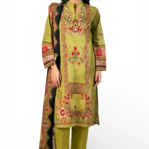 3 piece printed cross hatch suit with lawn dupatta gulahmed