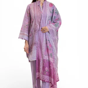 3 piece printed lawn suit and dyed trouser cl 62141 gulahmed