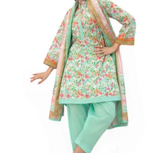 3 piece printed lawn suit and dyed trouser cl 62292 a gulahmed