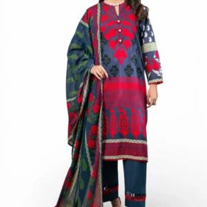 3 piece printed cross hatch suit with lawn dupatta gulahmed