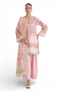 Home 3 piece printed mehsuri stripe lawn suit with printed mehsuri stripe lawn dupatta and dyed trouser gs 62007 gulahmed