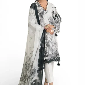 3 piece printed mehsuri stripe lawn suit with printed mehsuri stripe lawn dupatta and dyed trouser gs 62008 gulahmed