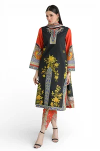 Home 3 piece printed dobby suit with printed lawn dupatta and dyed trouser db 62003 gulahmed