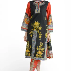 3 piece printed dobby suit with printed lawn dupatta and dyed trouser db 62003 gulahmed