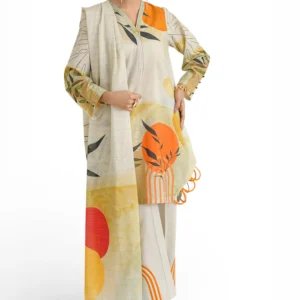 3 piece printed mehsuri stripe lawn suit with printed mehsuri stripe lawn dupatta and dyed trouser gs 62001 gulahmed