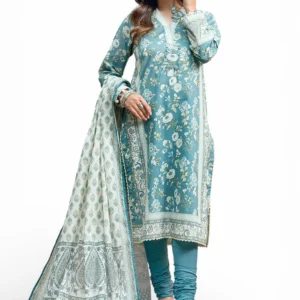 3 piece printed cross hatch suit with lawn dupatta gulahmed (copy)