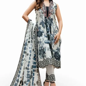 3 piece printed cross hatch suit with lawn dupatta gulahmed (copy)