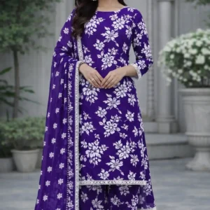 3 piece lawn suit with chiffon dense pink floral design (copy)
