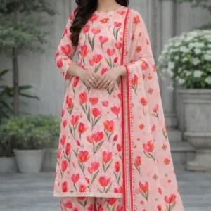 3 piece lawn suit with chiffon blue and violet floral design (copy)