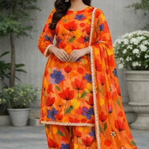 3 piece lawn suit with chiffon tulip design (copy)