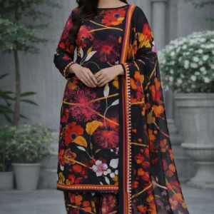 3 piece lawn suit with chiffon bright yellow floral design (copy)