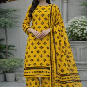 3 piece lawn suit with chiffon dupatta deep blue floral fabric (copy)