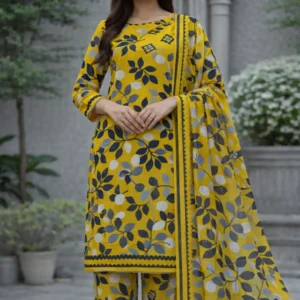 3 piece lawn suit with chiffon dupatta y turquoise floral (copy)