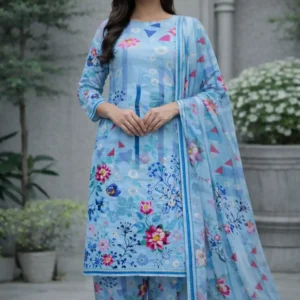 3 piece lawn suit with chiffon dupatta yellow floral (copy)