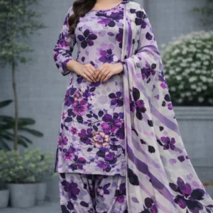 3 piece lawn suit with chiffon dupatta floral fabric (copy)