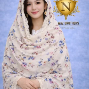 shawl printed design with embroidery lawn nawaz brothers