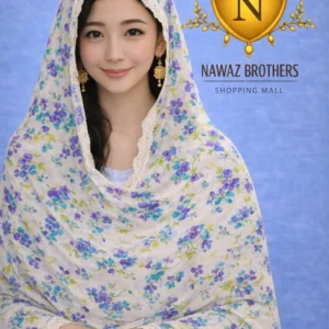 shawl printed design with embroidery lawn nawaz brothers