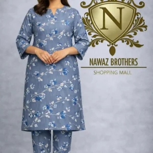 2 piece lawn suit greyish blue nawaz brothers