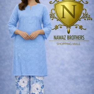 2 piece chikenkari lawn suit biege nawaz brothers (copy)