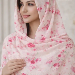 shawl printed design with embroidery lawn nawaz brothers