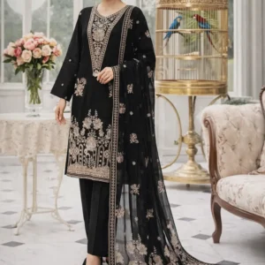3 piece lawn suit with pallu end chiffon duppata