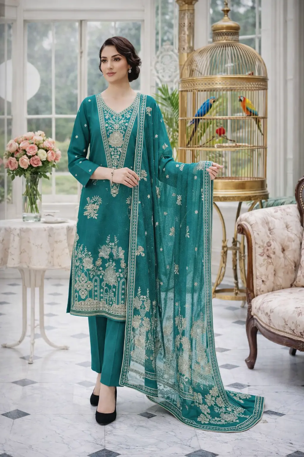 3 piece lawn suit with pallu end chiffon duppata 3 piece lawn suit with pallu end chiffon duppata