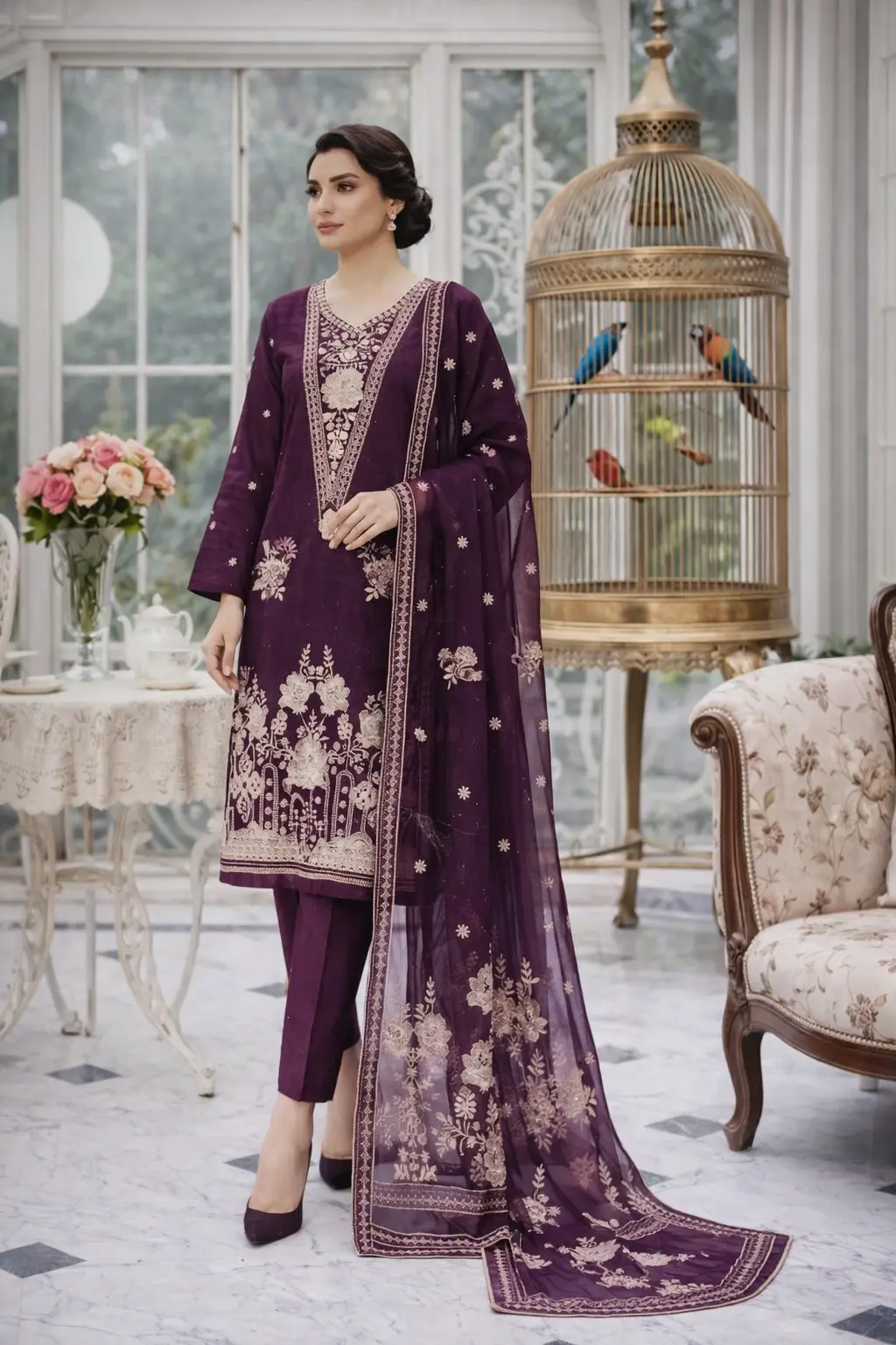 3 piece lawn suit with pallu end chiffon duppata 3 piece lawn suit with pallu end chiffon duppata