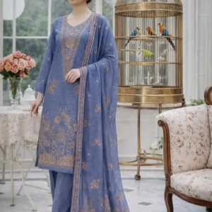3 piece lawn suit with pallu end chiffon duppata