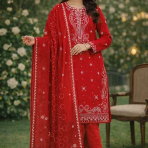 3 piece lawn suit with pallu end chiffon duppata (copy)