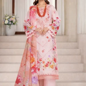 3 piece printed embroided lawn suit