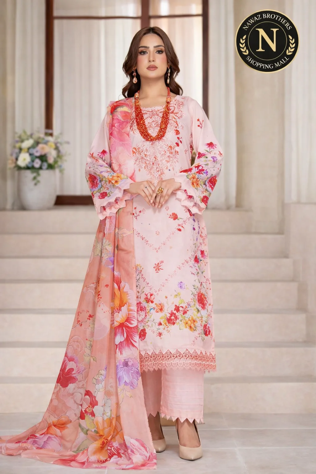 3 piece printed embroided lawn suit 3 piece printed embroided lawn suit