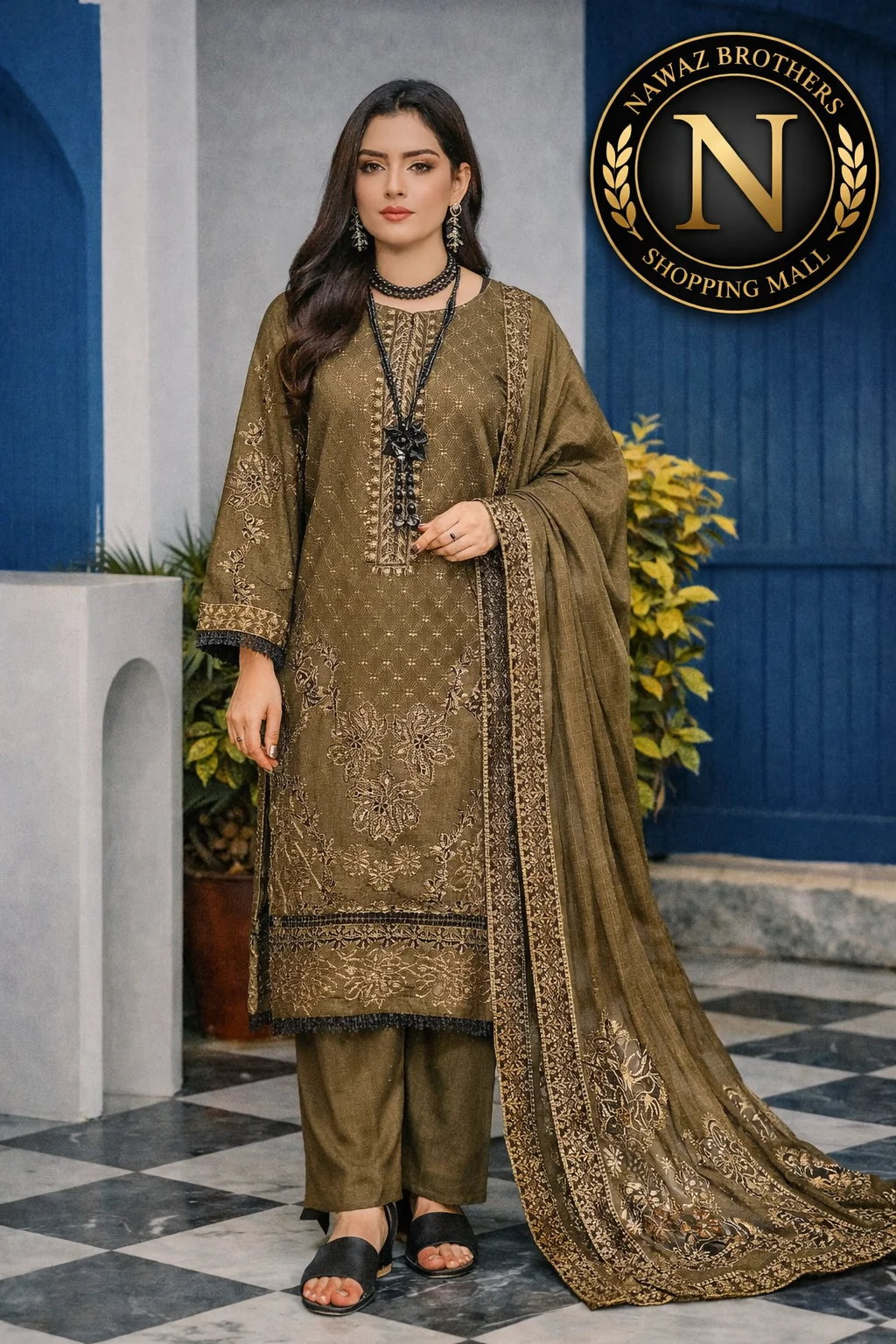 3 piece fancy embroided suit alif nawaz brothers 3 piece fancy embroided suit alif nawaz brothers