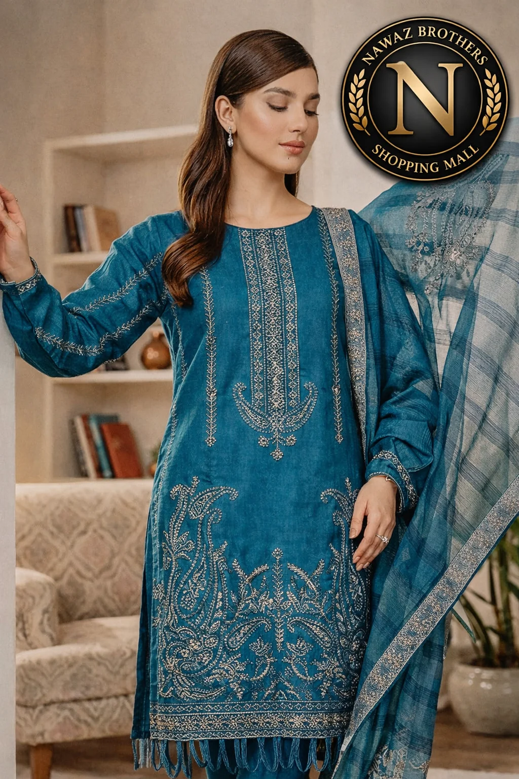 3 piece fancy embroided suit alif nawaz brothers 3 piece fancy embroided suit alif nawaz brothers
