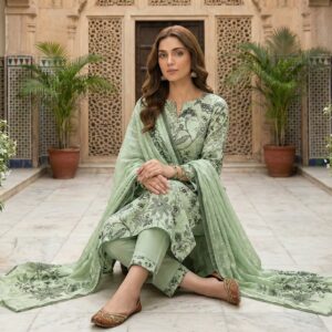 4 piece chickenkari lawn suit dr haris (copy)